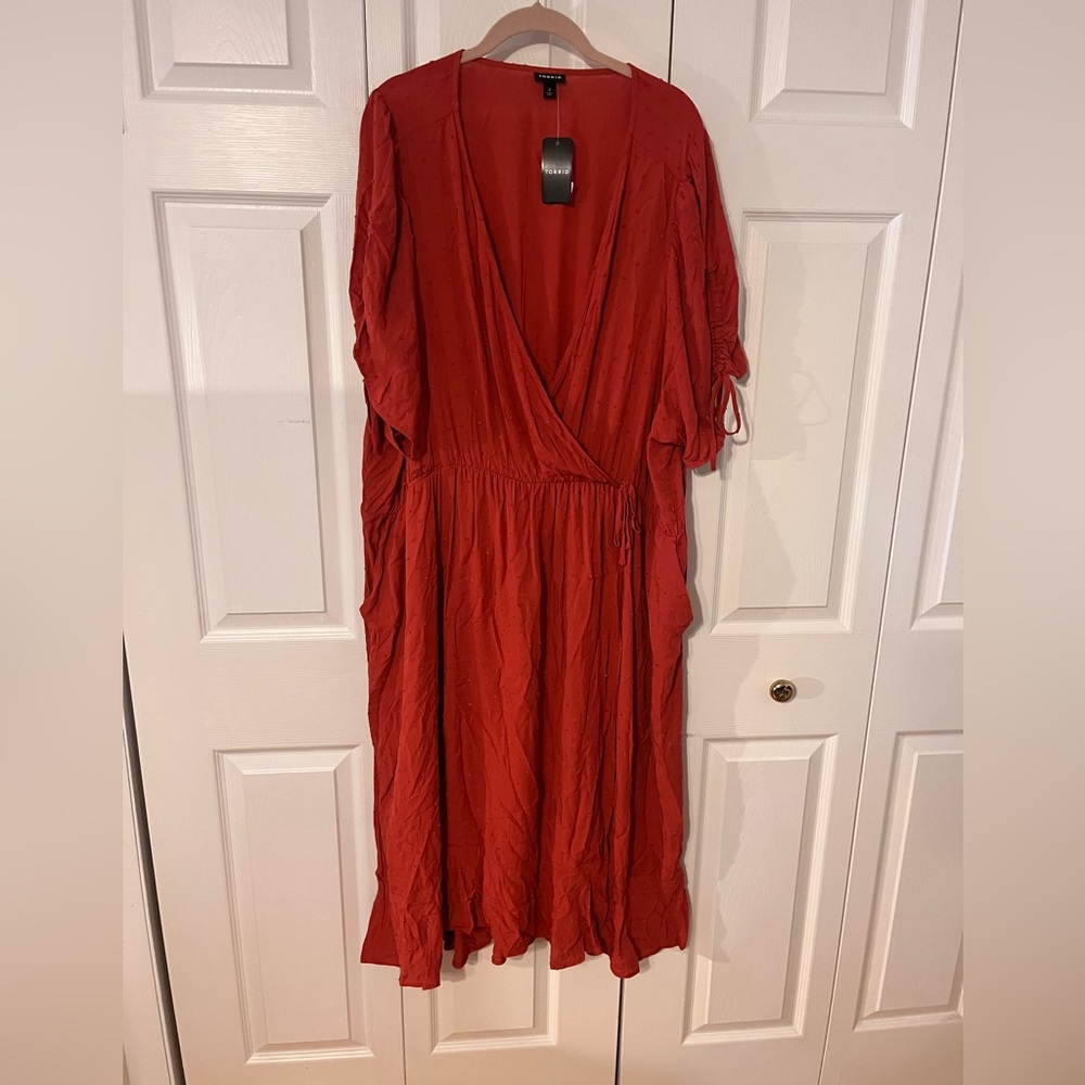 Torrid wrap linen short sleeve dress